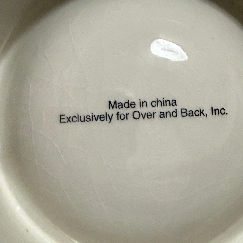 VTG Over and‎ Back Inc Ceramic Cat Bowl White Blue Red Mice Paw Prints 5